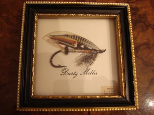 vintage british hand tied large fishing fly in bespoke frame